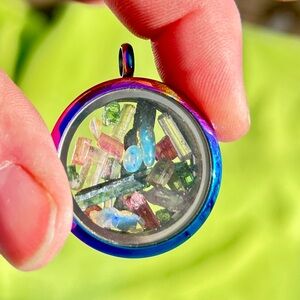 Multicolored Gemstone Circle Pendant